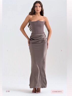 HOUSE OF CB Persephone Smoke Strapless Corset Maxi dress NWOT